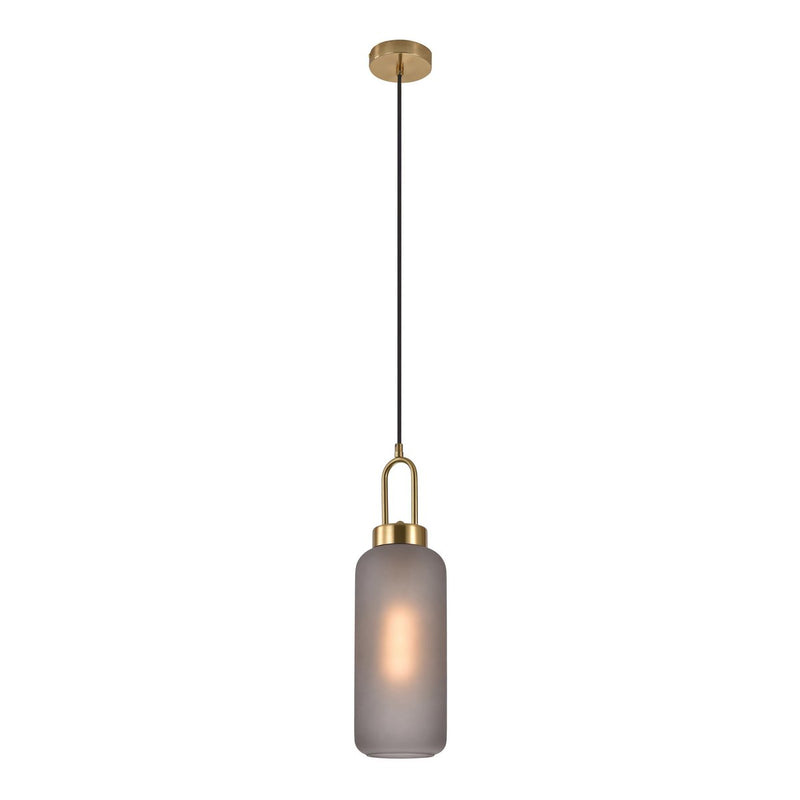 Luton Hanglamp - Messing, Mat Rookglas, Ø13 cm, 150 cm Stoffenkoord - Chic Choice