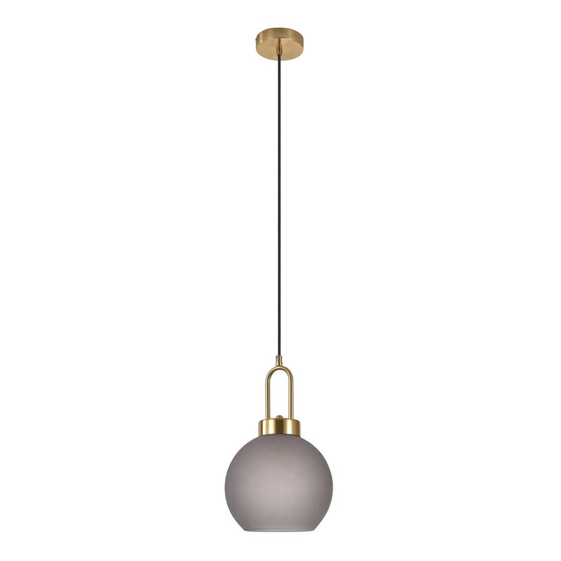 Luton Hanglamp - Messing, Mat Rookglas, Ø20 cm, 150 cm Stoffenkoord - Chic Choice
