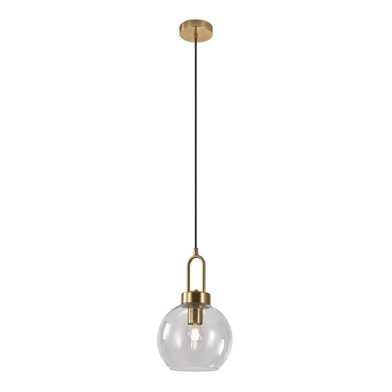 Luton hanger - messing, helder glas, Ø20 cm, 150 cm stoffen koord - Chic Choice