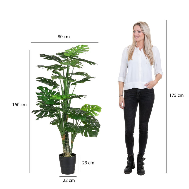 Monstera Kunstplant - H160 x Ø80 cm - Groen - Chic Choice