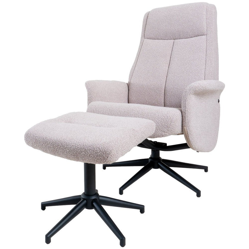 Relaxfauteuil Bindy + Hocker – Bouclé – Naturel - Chic Choice
