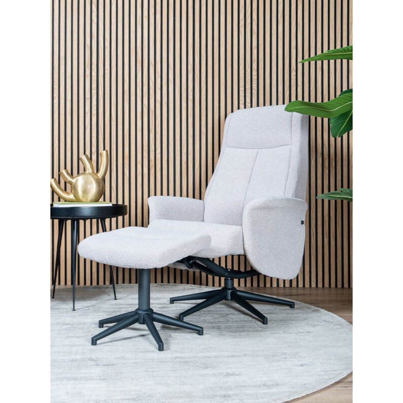 Relaxfauteuil Bindy + Hocker – Bouclé – Naturel - Chic Choice