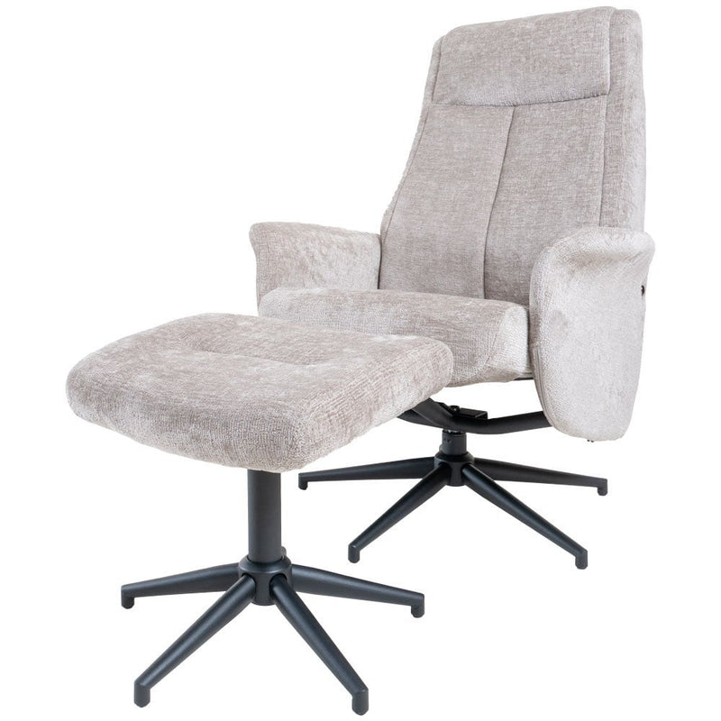 Relaxfauteuil Bindy + Hocker – Perfect Harmony – Taupe 04 - Chic Choice