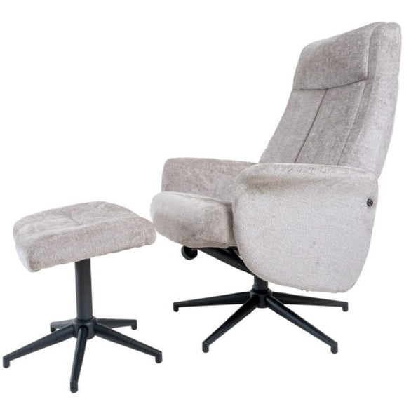 Relaxfauteuil Bindy + Hocker – Perfect Harmony – Taupe 04 - Chic Choice