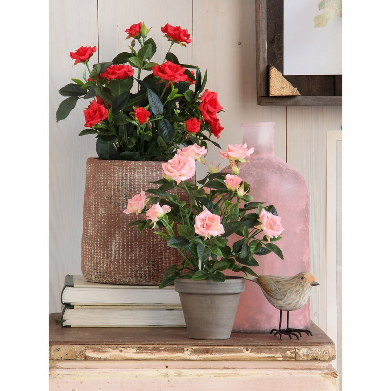 Rozenstruik Kunstplant in Bloempot Stan - H33 x Ø25 cm - Rood - Chic Choice