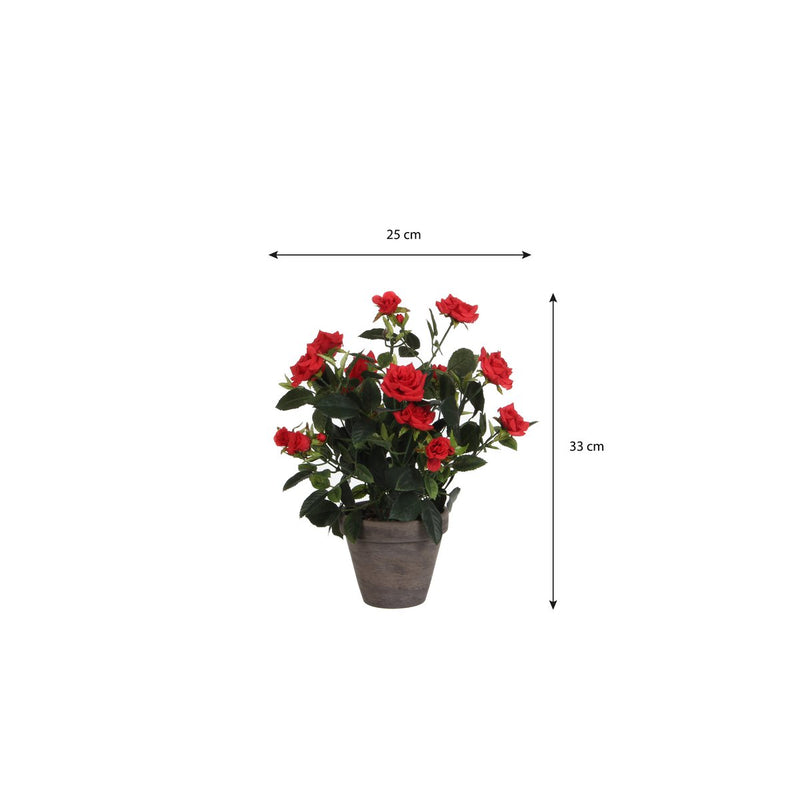 Rozenstruik Kunstplant in Bloempot Stan - H33 x Ø25 cm - Rood - Chic Choice