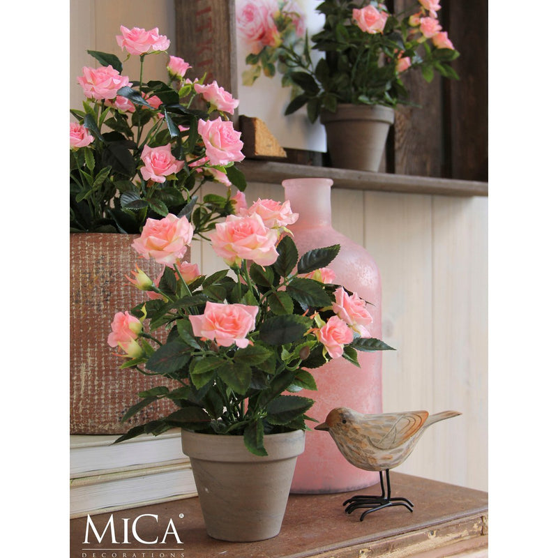 Rozenstruik Kunstplant in Bloempot Stan - H33 x Ø25 cm - Roze - Chic Choice