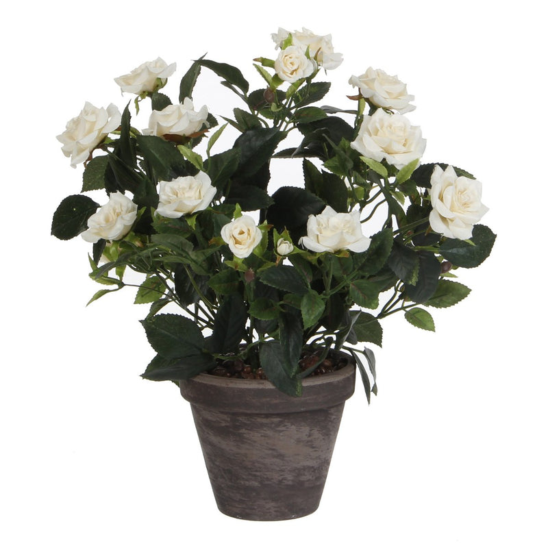 Rozenstruik Kunstplant in Bloempot Stan - H33 x Ø25 cm - Wit - Chic Choice