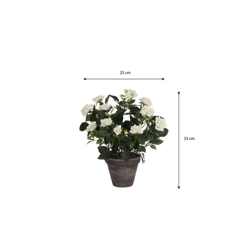 Rozenstruik Kunstplant in Bloempot Stan - H33 x Ø25 cm - Wit - Chic Choice