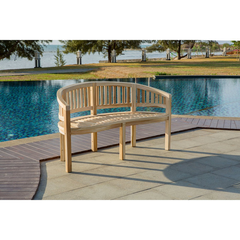 Stijlvolle Banaanvormige Teakhouten Tuinbank, 150cm - Chic Choice