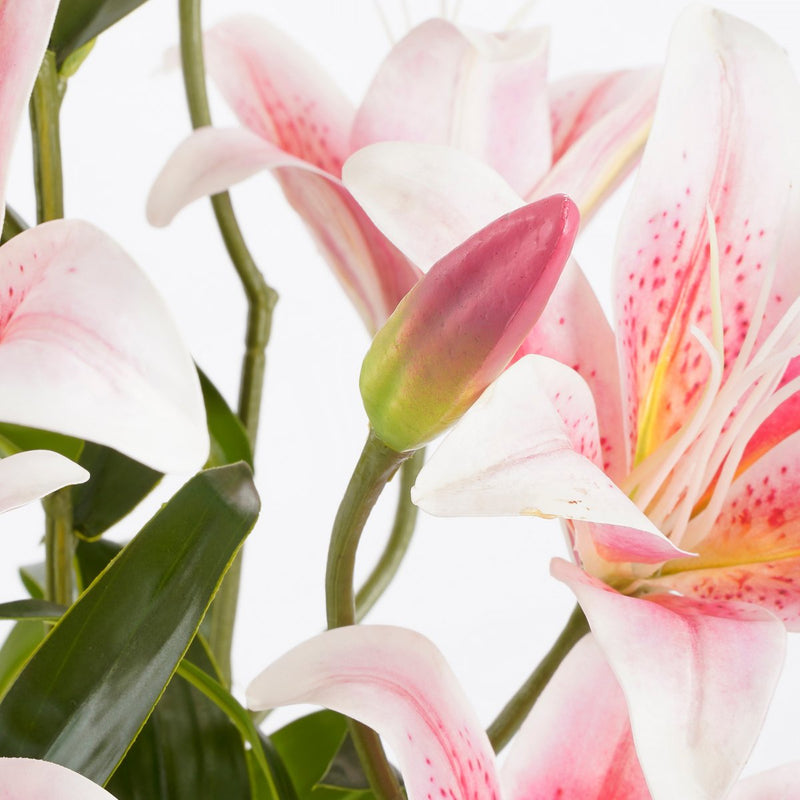 Tijgerlelie Kunstplant in Bloempot Stan - H47 x Ø45 cm - Roze - Chic Choice