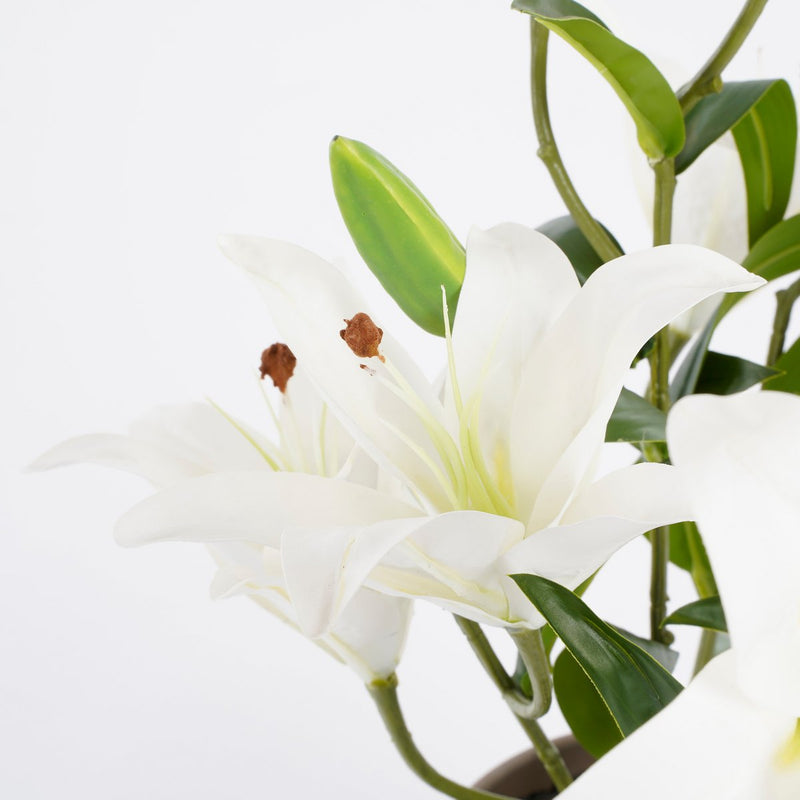 Tijgerlelie Kunstplant in Bloempot Stan - H47 x Ø45 cm - Wit - Chic Choice