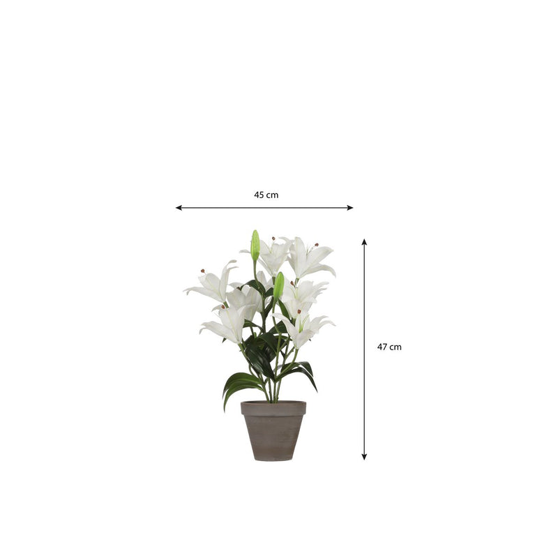 Tijgerlelie Kunstplant in Bloempot Stan - H47 x Ø45 cm - Wit - Chic Choice