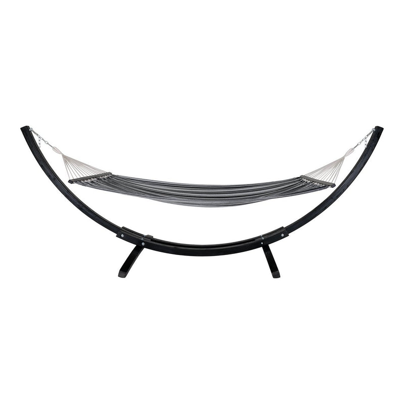 Tripoli Hangmat - Grijs/Zwart, Polyester/Katoen, Lariks, 320x120x120cm - Chic Choice