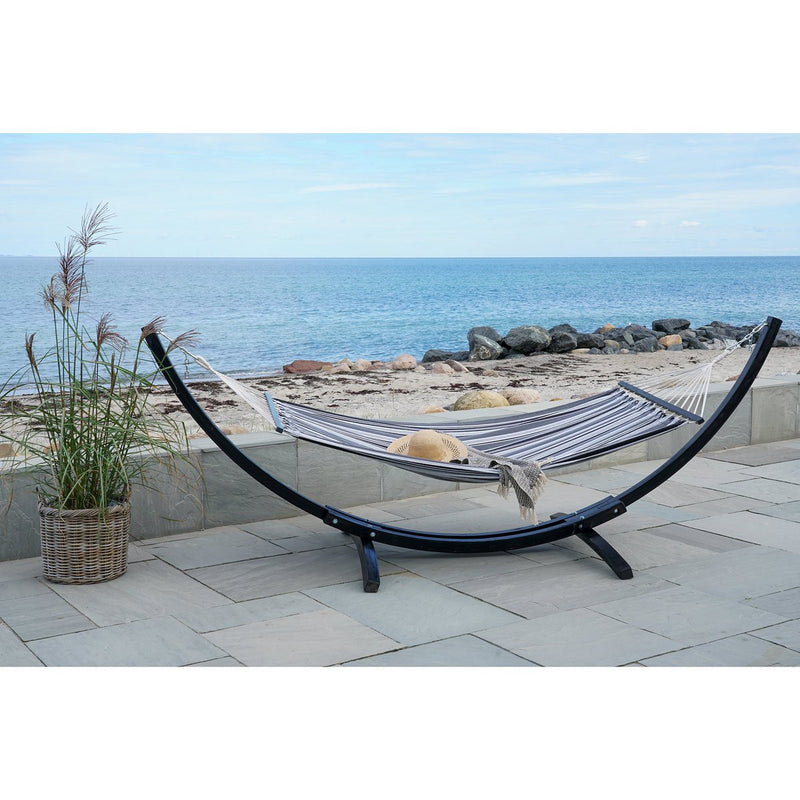 Tripoli Hangmat - Grijs/Zwart, Polyester/Katoen, Lariks, 320x120x120cm - Chic Choice