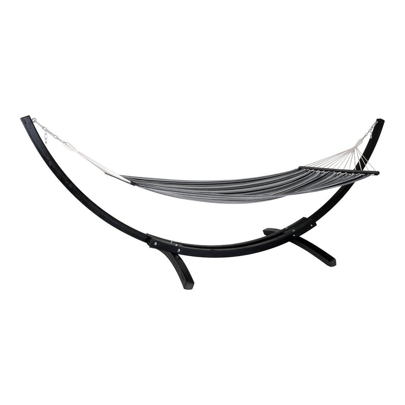 Tripoli Hangmat - Grijs/Zwart, Polyester/Katoen, Lariks, 320x120x120cm - Chic Choice