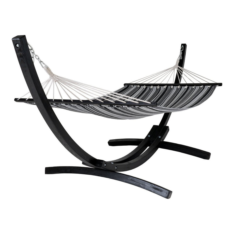 Tripoli Hangmat - Grijs/Zwart, Polyester/Katoen, Lariks, 320x120x120cm - Chic Choice