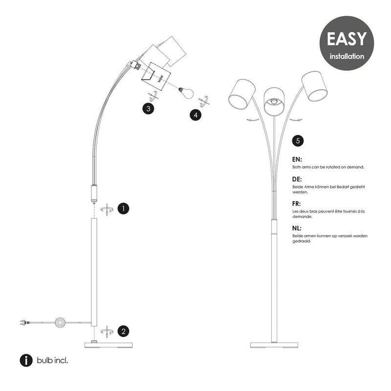 Home Sweet Home Moderne Vloerlamp - Staande Lamp - 3-lampenkapp - Chic Choice