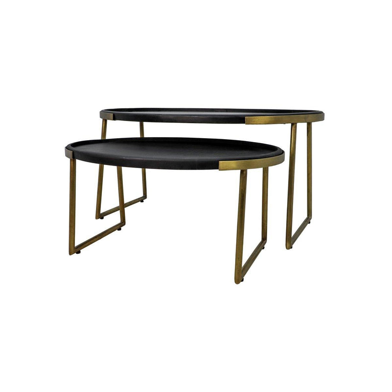 2 Delige salontafel set Paulson - mangohout/antiek goud - Chic Choice