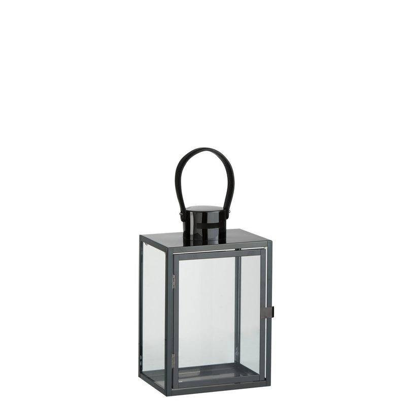 J-Line lantaarn Rechthoekig - metaal/glas - zwart - Chic Choice