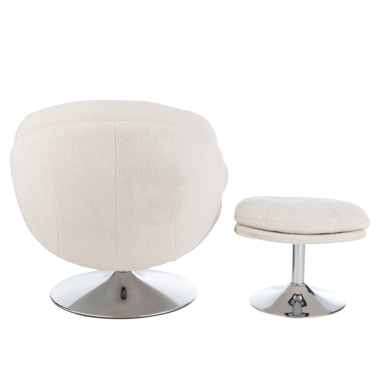 J-Line Relax Zetel+ Voetbank Metaal/Multiplex Creme/Zilver - Chic Choice