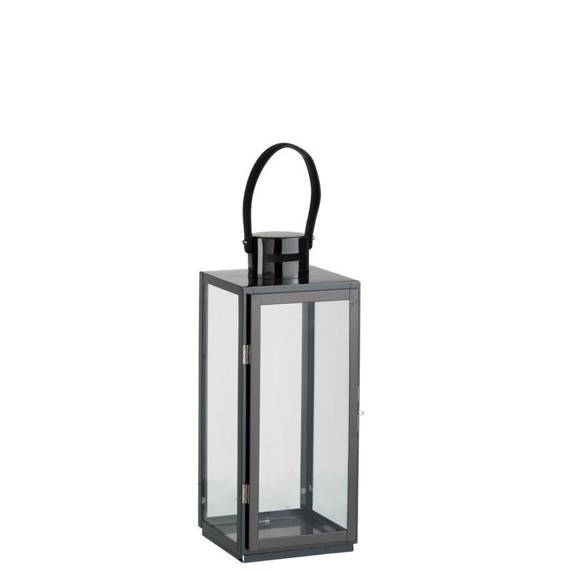 J-Line Lantaarn Vierkant Metaal/Glas Zwart - Chic Choice