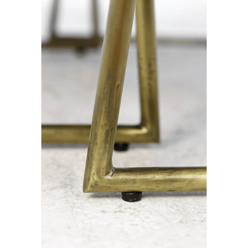 2 Delige salontafel set Paulson - mangohout/antiek goud - Chic Choice
