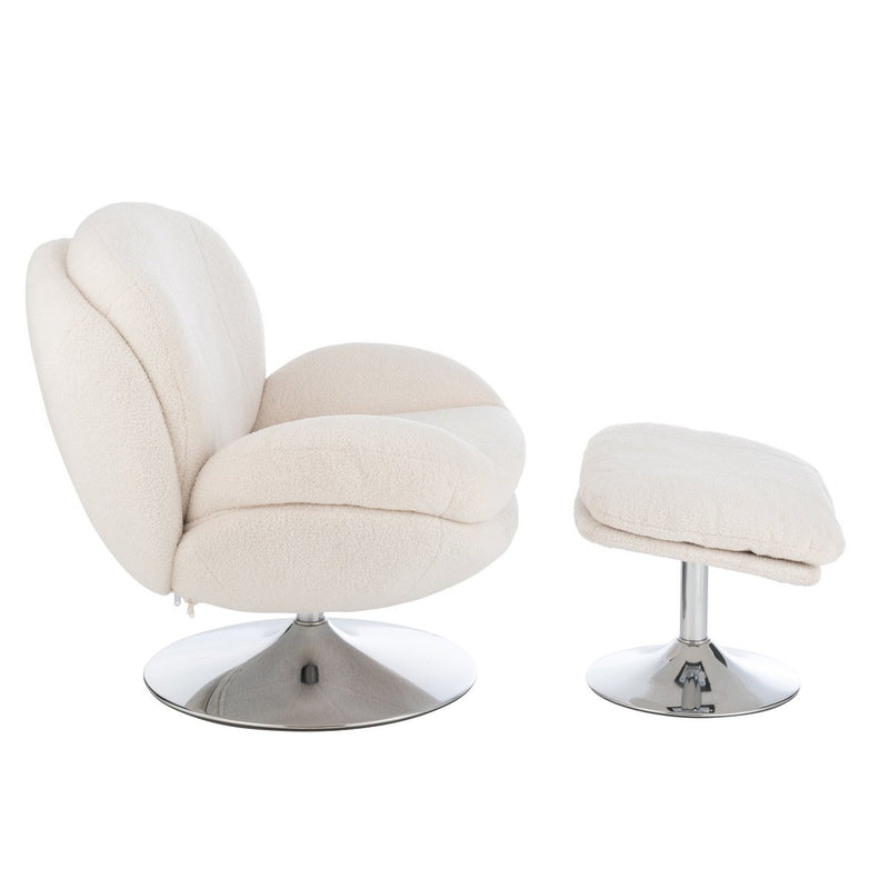 J-Line Relax Zetel+ Voetbank Metaal/Multiplex Creme/Zilver - Chic Choice