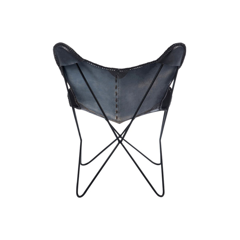 J-Line Lounge stoel - leer/ metaal - zwart - Chic Choice
