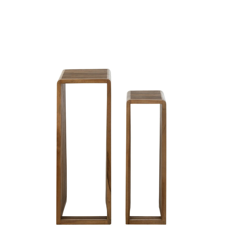 J-Line bijzetafel Kubus Gerecycleerd Teak - hout naturel - Chic Choice