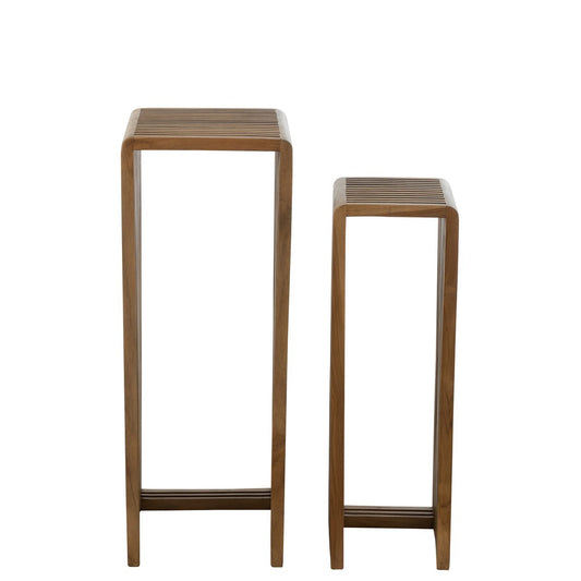 J-Line bijzetafel Kubus Gerecycleerd Teak - hout naturel - Chic Choice