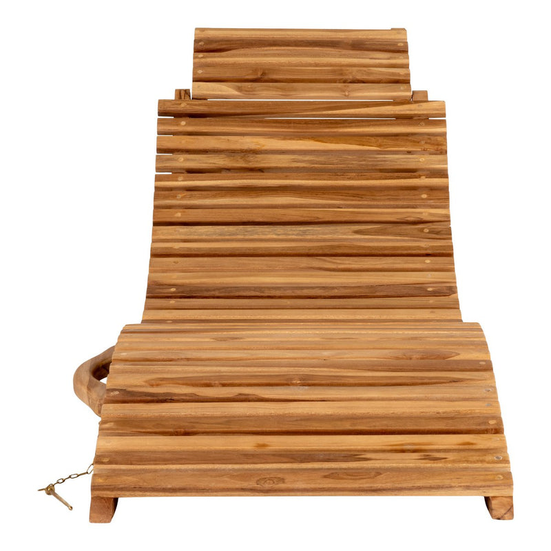 Arrieta Ligstoel - Natuurlijk, Teak, 160x50x25 cm - Chic Choice