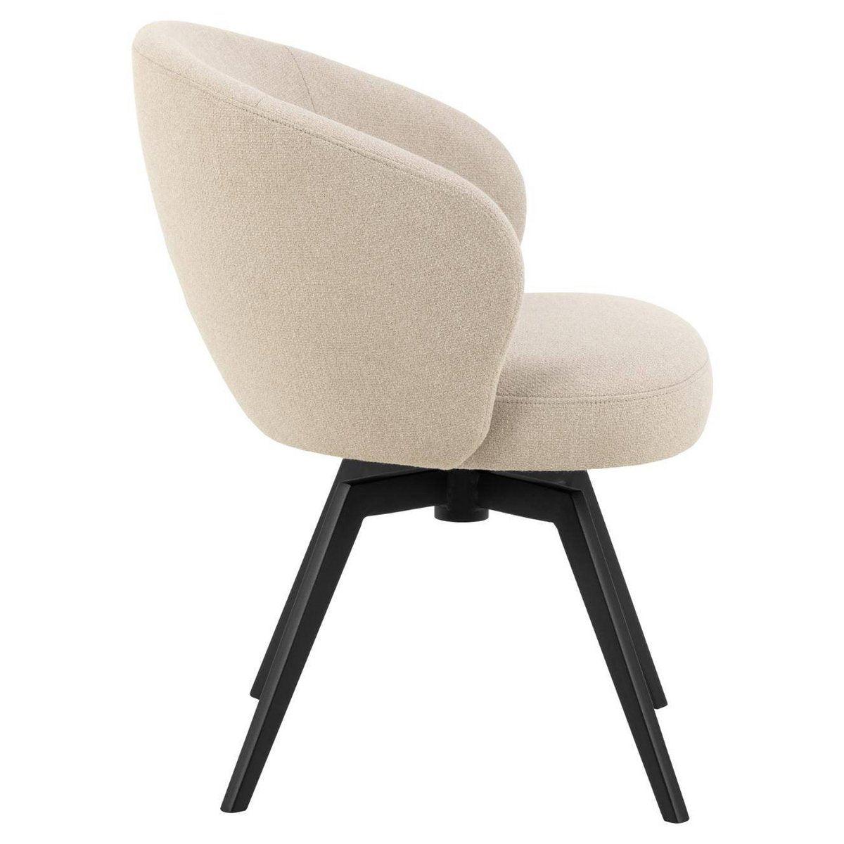 HSM Collection-Eetkamerstoel Alma + Armleuning-80x58,5x60-Creme/Zwart-Stof/Metaal - Chic Choice