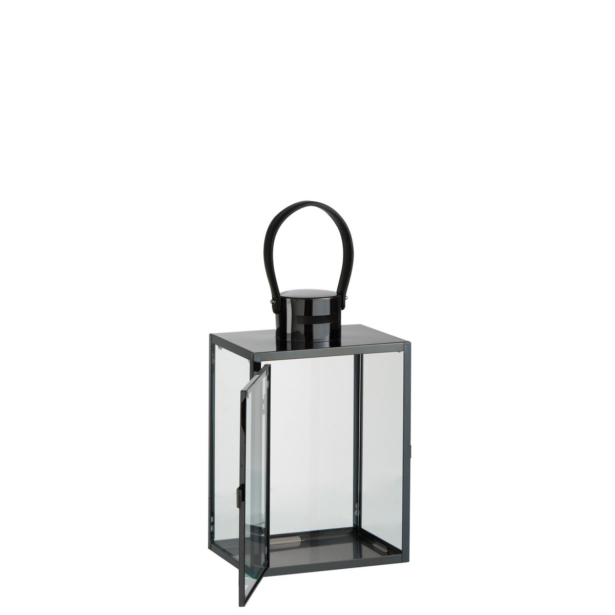 J-Line lantaarn Rechthoekig - metaal/glas - zwart - Chic Choice