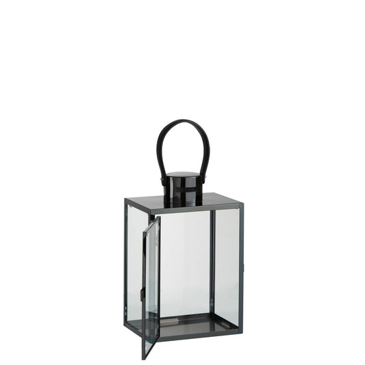 J-Line lantaarn Rechthoekig - metaal/glas - zwart - Chic Choice
