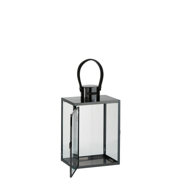 J-Line lantaarn Rechthoekig - metaal/glas - zwart - Chic Choice