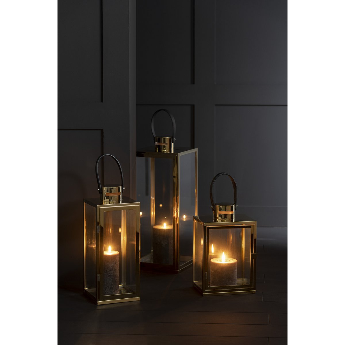 J-Line Lantaarn Vierkant Metaal/Glas Goud - Chic Choice