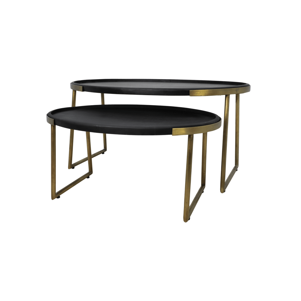 2 Delige salontafel set Paulson - mangohout/antiek goud - Chic Choice