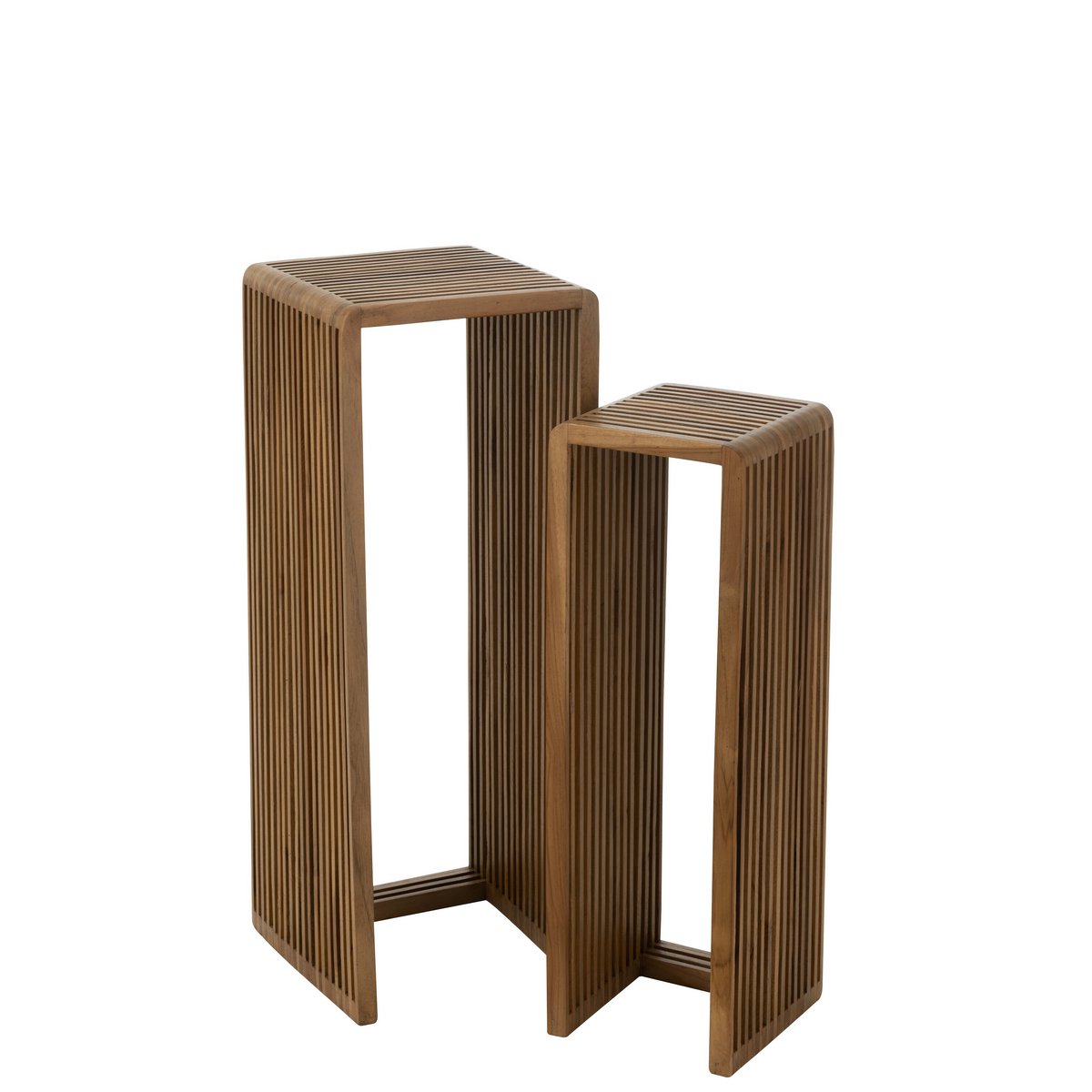 J-Line bijzetafel Kubus Gerecycleerd Teak - hout naturel - Chic Choice