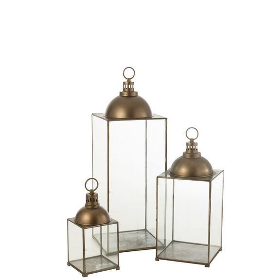 J-Line lantaarn Hagrid - glas/ijzer - brons - large - Chic Choice