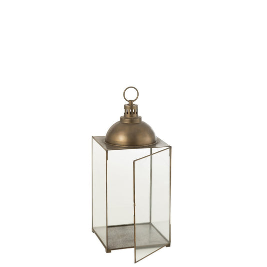 J-Line lantaarn Hagrid - glas/ijzer - brons - medium - Chic Choice