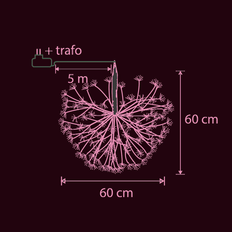 Kerstverlichting Bal met Warm Witte LED Lampjes - Ø60 cm - Zwart