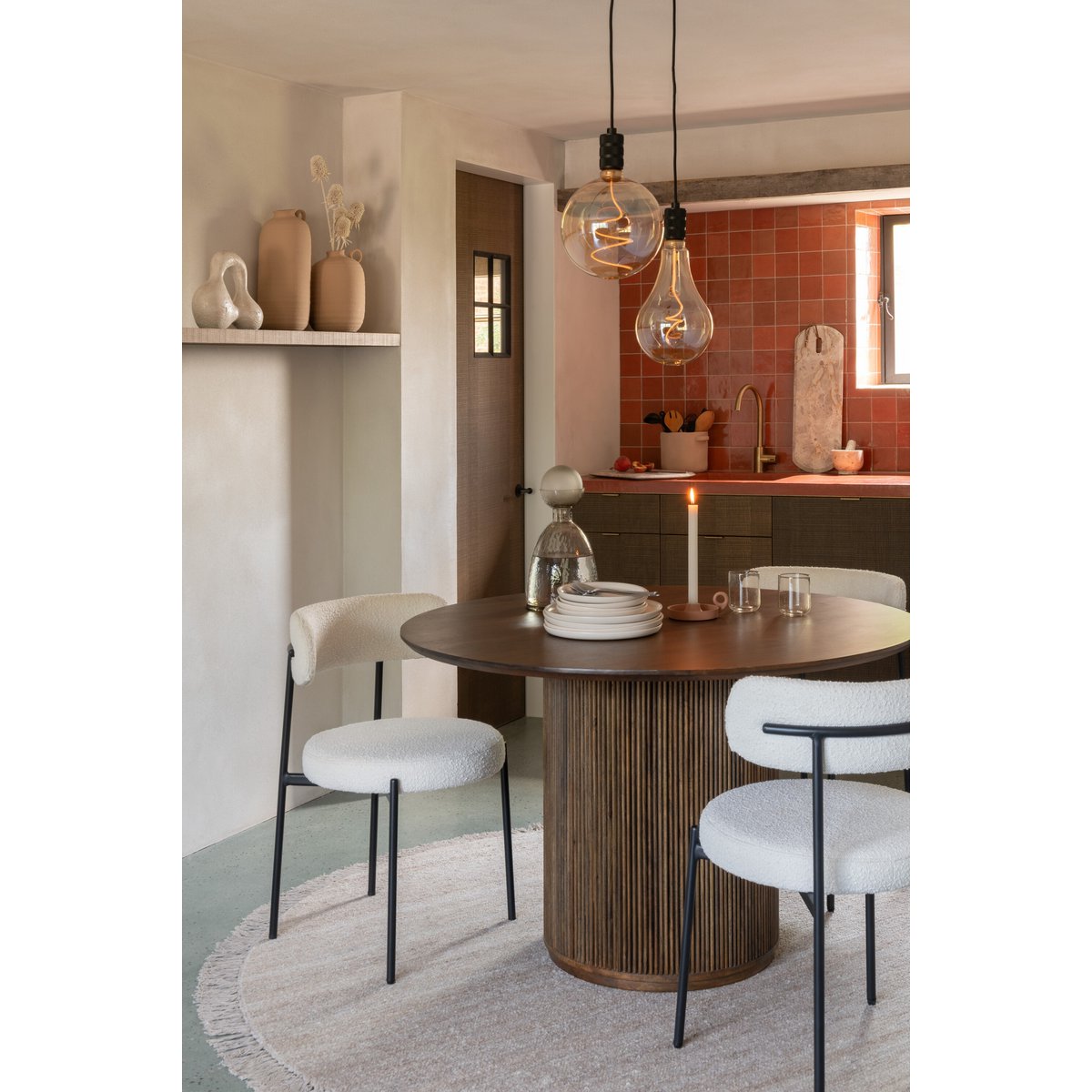 J-Line Vaas Fles+Dop Yara Glas Greige Medium - Chic Choice
