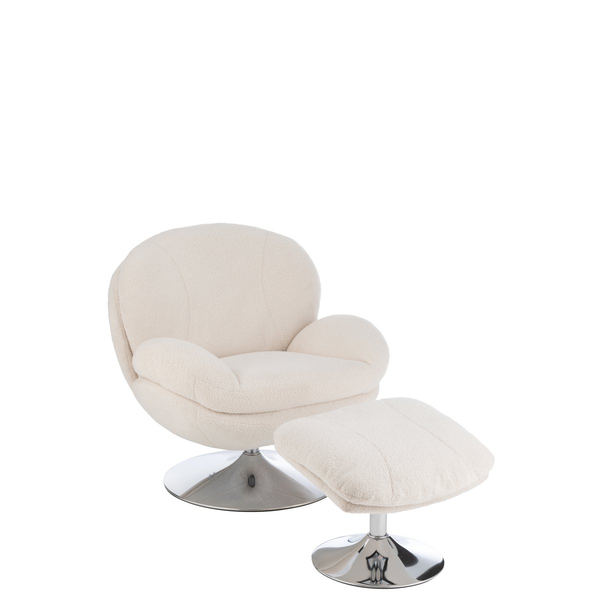 J-Line Relax Zetel+ Voetbank Metaal/Multiplex Creme/Zilver - Chic Choice