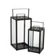 J-Line Set Van 2 Lantaarnen Rechthoekig Alo Ijzer/Glas Zwart - Chic Choice