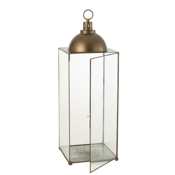 J-Line lantaarn Hagrid - glas/ijzer - brons - large - Chic Choice