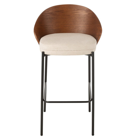 J-Line Barstoel Lone Multiplex/Metaal Bruin/Beige - Chic Choice