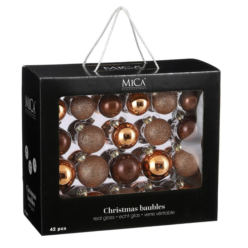 Kerstballen Set - 42 Stuks - Ø7 cm - Glas - Bruin