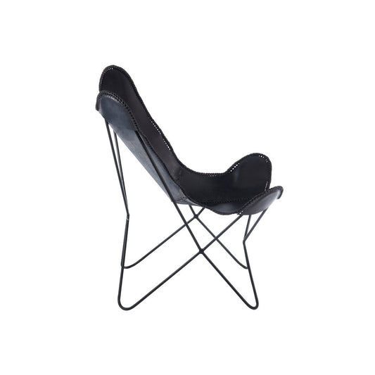 J-Line Lounge stoel - leer/ metaal - zwart - Chic Choice