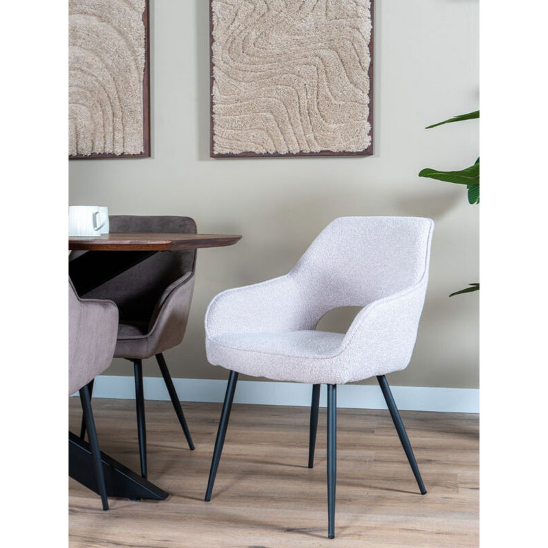 Eetkamerstoel Gina – Bouclé – Naturel - Chic Choice